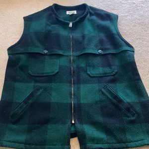 Vintage Woolrich Green Wool Plaid Zip Vest Large